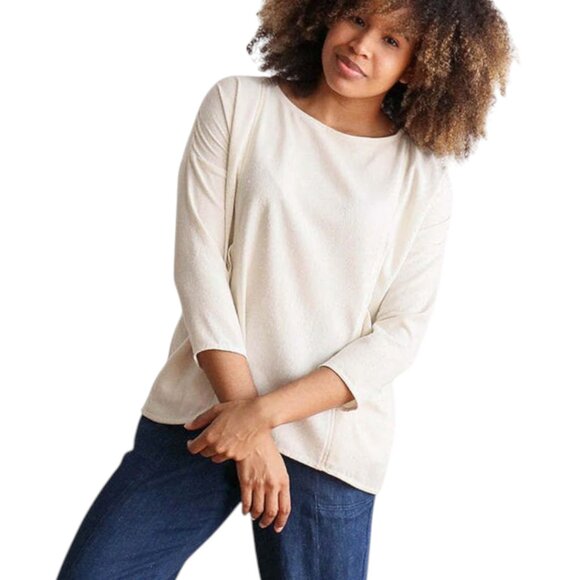 Pamut Apparel Uma Raw Silk Tunic Cream Pockets Nubby Texture Women's size Small - Picture 5 of 15